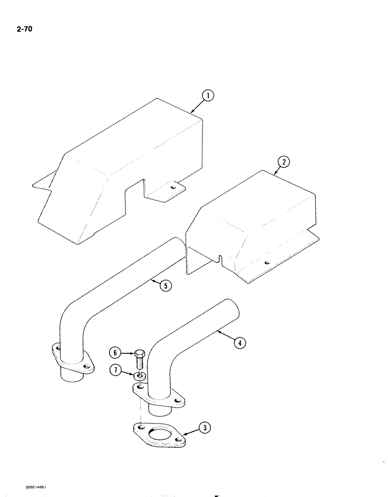 Схема запчастей Case 1818 - (2-070) - EXHAUST SYSTEM, GASOLINE MODELS (02) - ENGINE