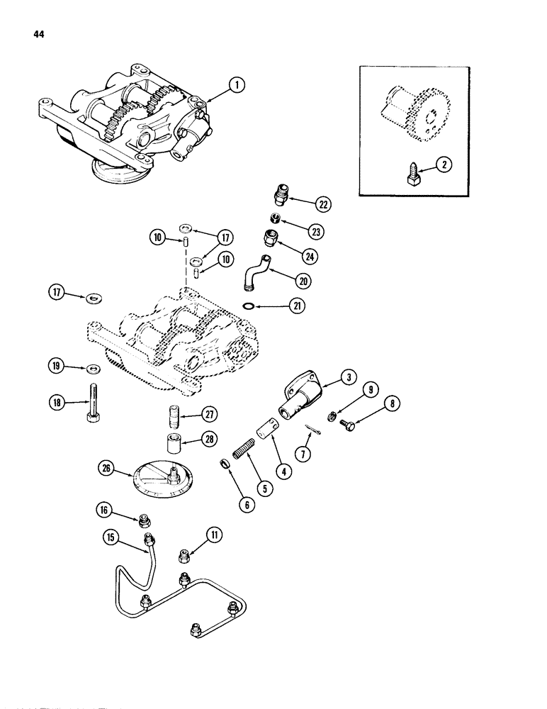 Схема запчастей Case 680H - (044) - BALANCER AND OIL PUMP, 336BD DIESEL ENGINE (02) - ENGINE
