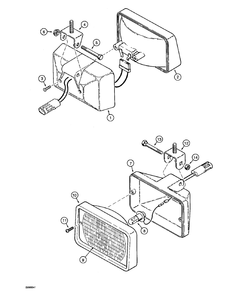 Схема запчастей Case 590 - (4-40) - CAB TRAC. LAMPS - PLASTIC CONNECTORS, PRIOR TO CAB SERIAL NUMBER JAB0023786 (04) - ELECTRICAL SYSTEMS