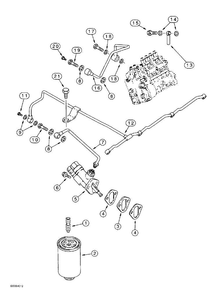 Схема запчастей Case 584E - (3-08) - FUEL FILTER, P.I.N. JJG0251722 AND AFTER, 4-390 EMISSIONS CERTIFIED ENGINE (03) - FUEL SYSTEM