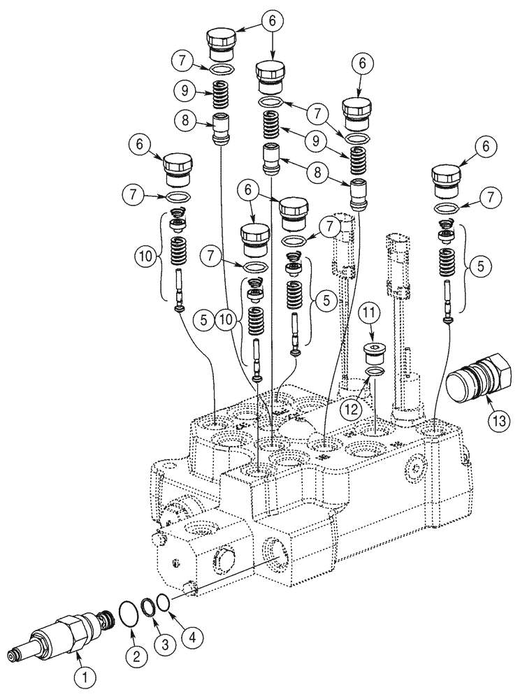 Схема запчастей Case 95XT - (08-16) - LOADER CONTROL VALVE ASSY. (NORTH AMERICA JAF0311357- / EUROPE JAF0274360-) (08) - HYDRAULICS