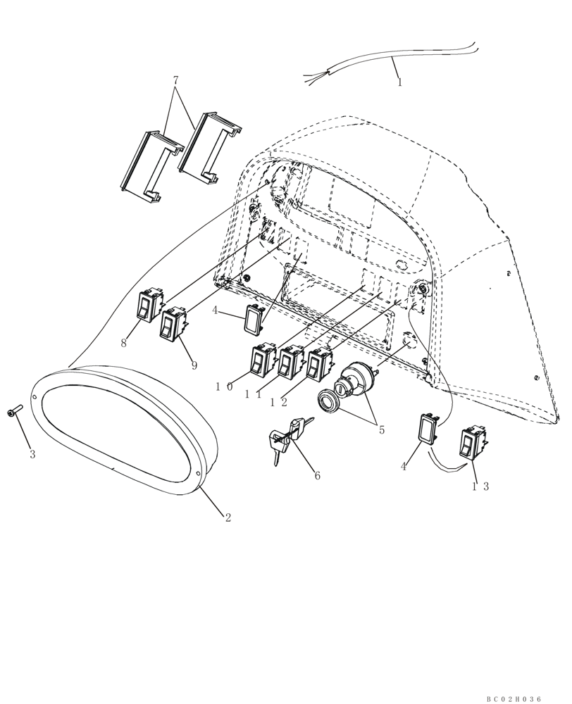 Схема запчастей Case 850K - (04-12) - HARNESS, FRONT CONSOLE AND SWITCHES - CANOPY, ROPS (04) - ELECTRICAL SYSTEMS