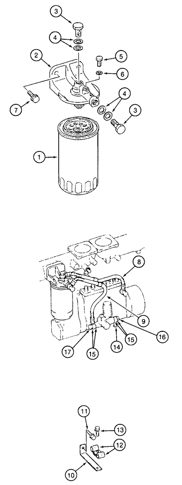 Схема запчастей Case 9050 - (3-16) - FUEL FILTER AND HOSES (03) - FUEL SYSTEM