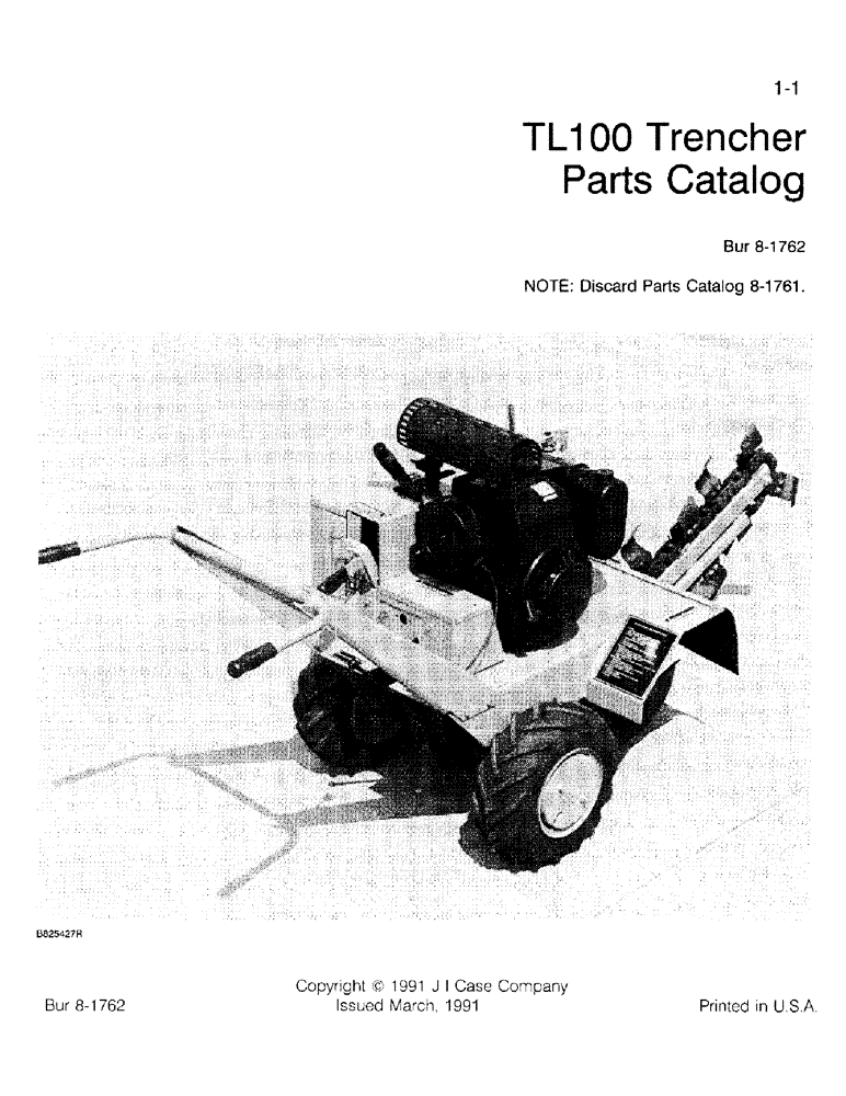 Схема запчастей Case TL100 - (1-1) - TL100 TRENCHER PARTS CATALOG (00) - PICTORIAL INDEX