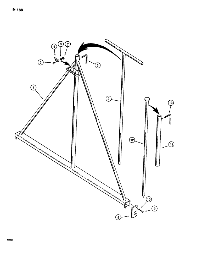 Схема запчастей Case CASE - (9-188) - HYDRA-BORER DRILL STEM LEVEL FRAME (09) - CHASSIS