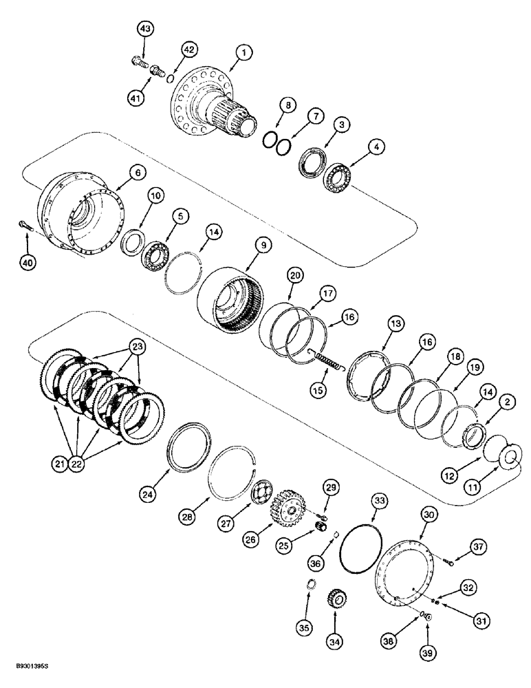 Схема запчастей Case 721B - (6-48) - REAR AXLE HUB, DISC BRAKES AND PLANETARY (06) - POWER TRAIN