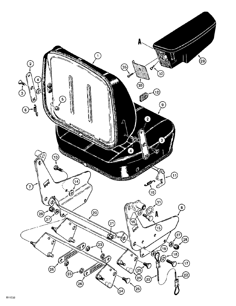 Схема запчастей Case 621B - (9-046) - SUSPENSION SEATS, BLACK (09) - CHASSIS/ATTACHMENTS