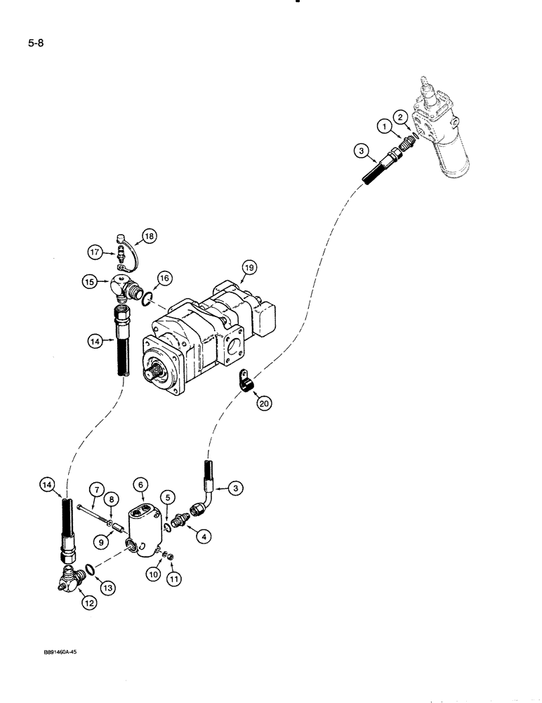 Схема запчастей Case 821 - (5-008) - STEERING HYDRAULIC CIRCUIT, PUMP TO STEERING CONTROL VALVE (05) - STEERING