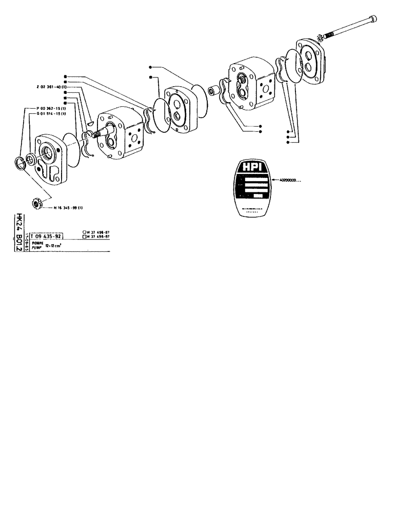 Схема запчастей Case 90BCL - (256) - PUMP 12+12CM³ (07) - HYDRAULIC SYSTEM