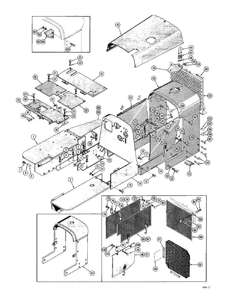 Схема запчастей Case 1000D - (190) - HOOD, SHROUD SIDE PLATES, COWL, AND DASH (05) - UPPERSTRUCTURE CHASSIS