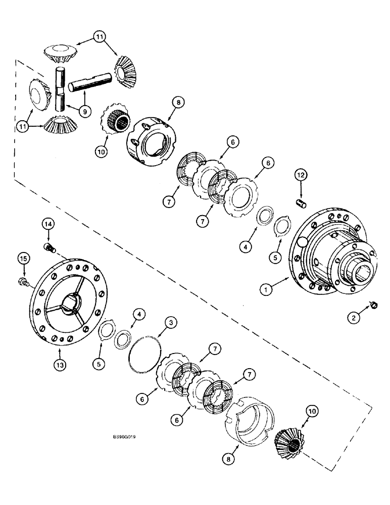 Схема запчастей Case 821B - (6-59A) - REAR AXLE DIFFERENTIAL, 229848A1 AXLE (06) - POWER TRAIN