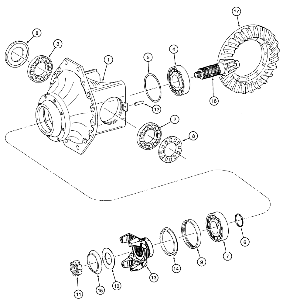 Схема запчастей Case 821C - (06-38) - AXLE, REAR DIFFERENTIAL CARRIER -JEE0123402 (06) - POWER TRAIN