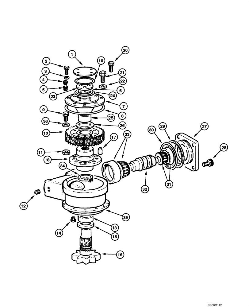 Схема запчастей Case 885 - (08.20[00]) - CIRCLE HYDRAULIC CIRCUIT - TURN-CIRCLE REDUCER (08) - HYDRAULICS