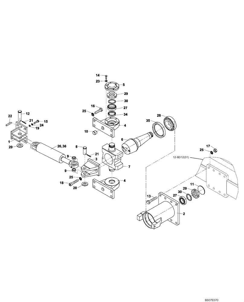Схема запчастей Case DV202 - (06-65/124[01]) - STEERING CYLINDER AND CHASSIS OSCILLATION (GROUP 65/124) (05) - STEERING