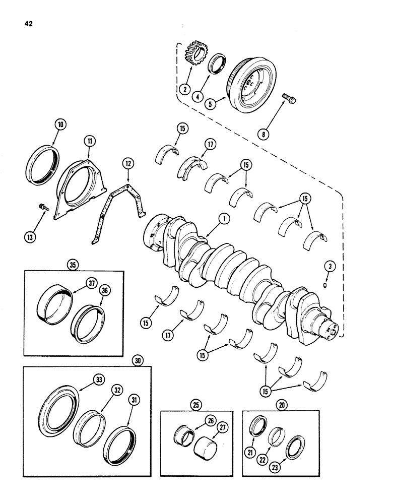 Схема запчастей Case 880D - (042) - CRANKSHAFT, 6T-590 DIESEL ENGINE (01) - ENGINE