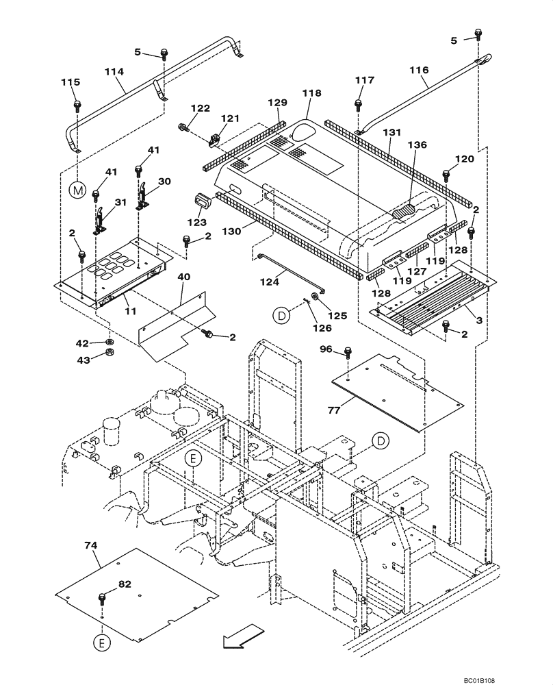 Схема запчастей Case CX160 - (09-07) - HOOD, ENGINE - INSULATION (09) - CHASSIS/ATTACHMENTS