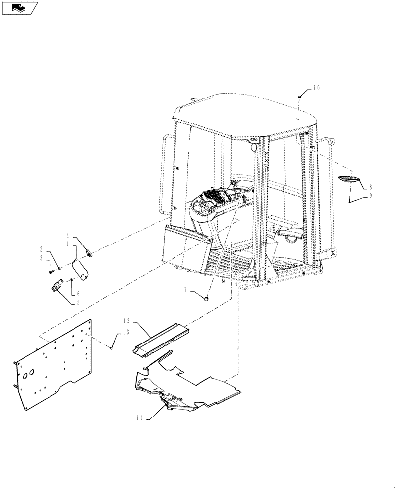 Схема запчастей Case 1121F - (90.150.06) - CAB COMPONENTS (90) - PLATFORM, CAB, BODYWORK AND DECALS