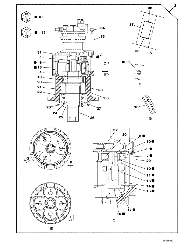 Схема запчастей Case CX700 - (08-218-00[01]) - SWING REDUCTION GEAR (08) - HYDRAULICS