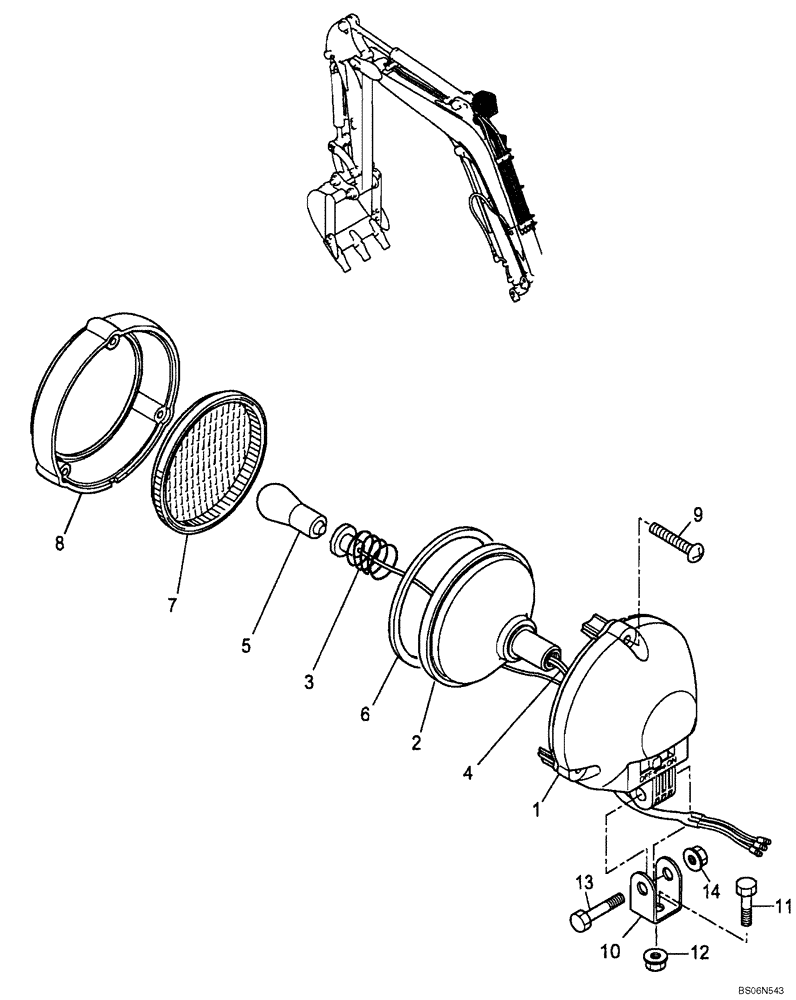 Схема запчастей Case CX17B - (01-036[00]) - WORK LAMP ASSY (PA80S00003F1) (55) - ELECTRICAL SYSTEMS