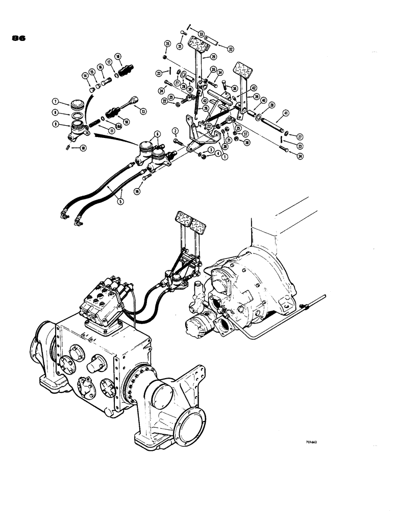 Схема запчастей Case 850 - (086) - BRAKE PEDALS (04) - UNDERCARRIAGE