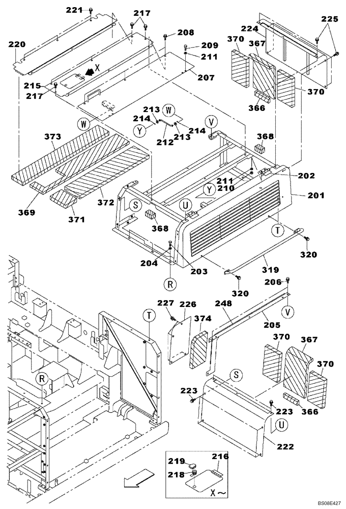 Схема запчастей Case CX700B - (09-73) - COWLING - ENGINE COVER (09) - CHASSIS