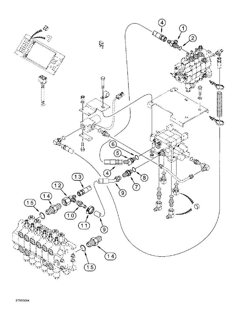 Схема запчастей Case 580L - (8-040) - BASIC AUXILLARY HYDRAULICS, MODELS WITH OR WITHOUT EXTENDABLE DIPPER, *ALTERNATE CONFIGURATION (08) - HYDRAULICS