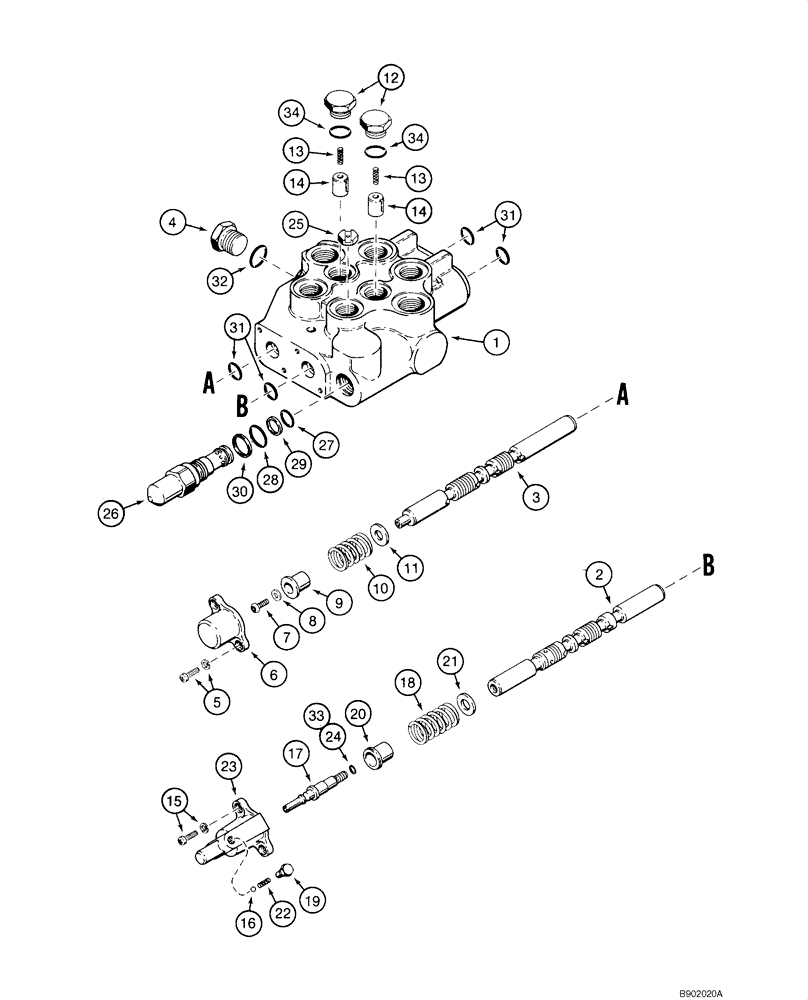 Схема запчастей Case 1840 - (08-06) - VALVE, CONTROL - LOADER (MODELS WITH SELF-LEVELING) (08) - HYDRAULICS