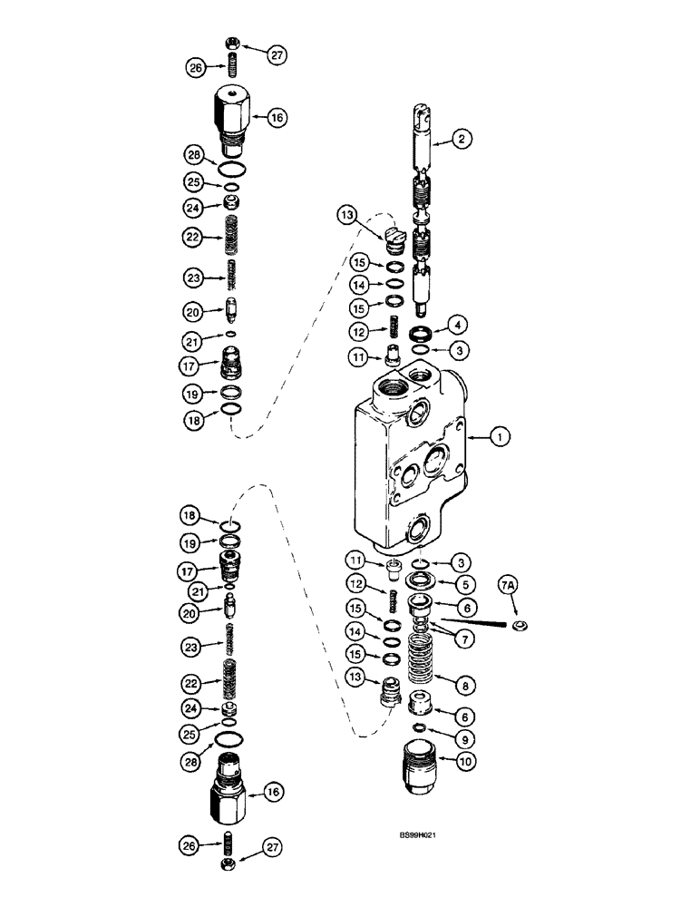 Схема запчастей Case 570LXT - (8-096) - BACKHOE CONTROL VALVE, BUCKET SECTION (08) - HYDRAULICS