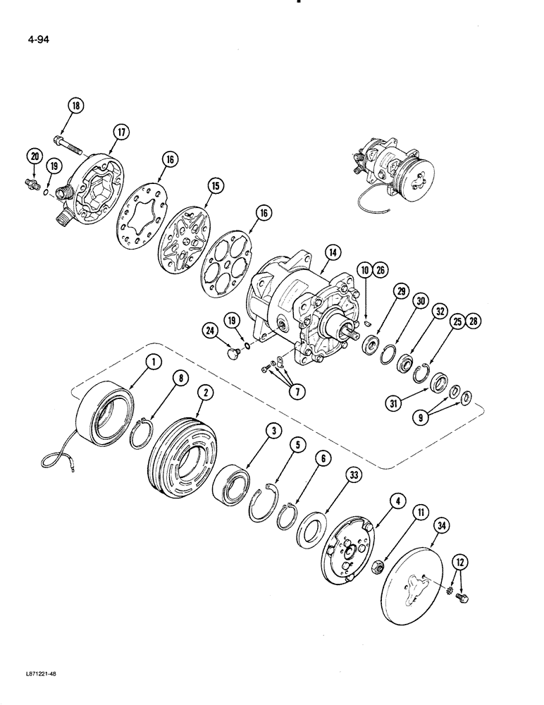 Схема запчастей Case 580K - (04-094) - COMPRESSOR ASSEMBLY (04) - ELECTRICAL SYSTEMS