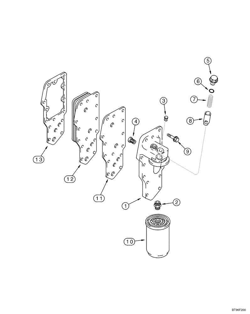 Схема запчастей Case 1150H_IND - (02-13) - FILTER AND COOLER - OIL (02) - ENGINE