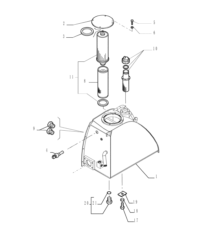 Схема запчастей Case 1850K - (3.444[01]) - OIL TANK (04) - UNDERCARRIAGE