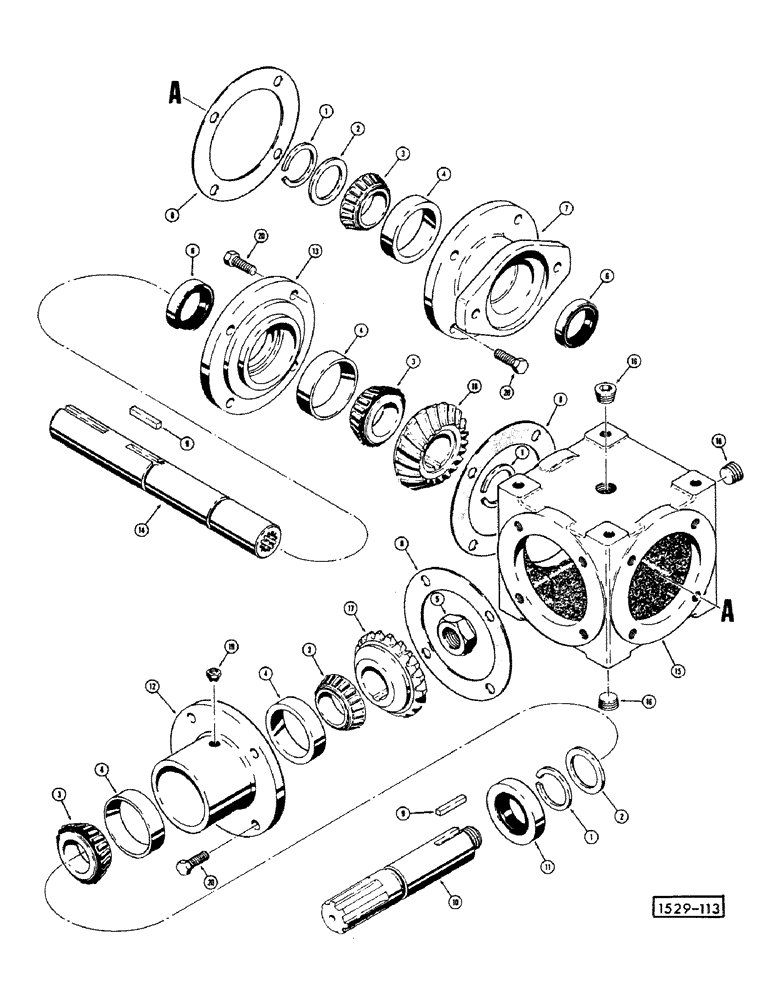 Схема запчастей Case 1529 - (041A) - GEAR BOX, STARTING FROM NO. 3755880 
