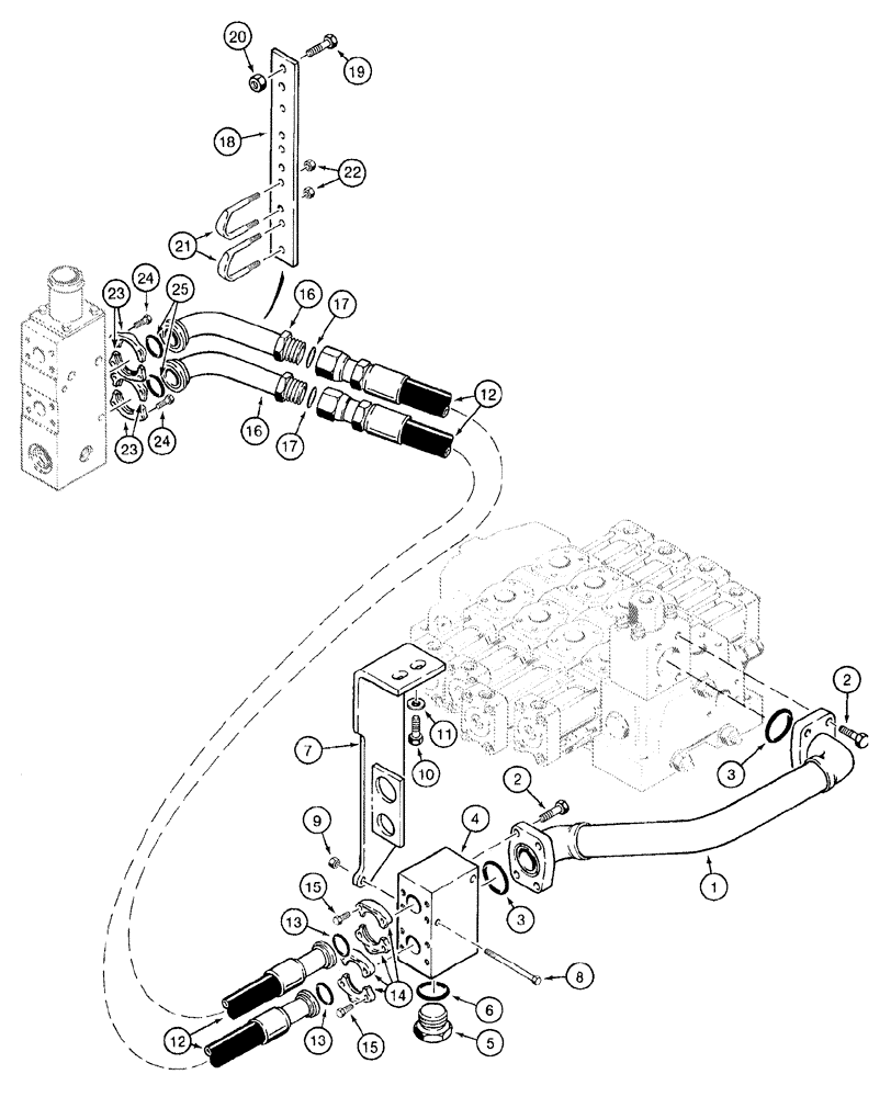Схема запчастей Case 921B - (8-012) - HYDRAULIC CIRCUIT - LOADER CONTROL VALVE TO COOLER BYPASS VALVE (08) - HYDRAULICS