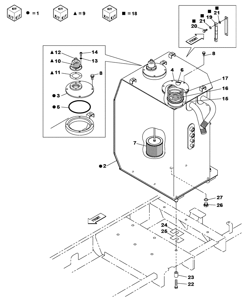 Схема запчастей Case CX470C - (08-001-00[01]) - HYDRAULIC RESERVOIR (07) - HYDRAULIC SYSTEM