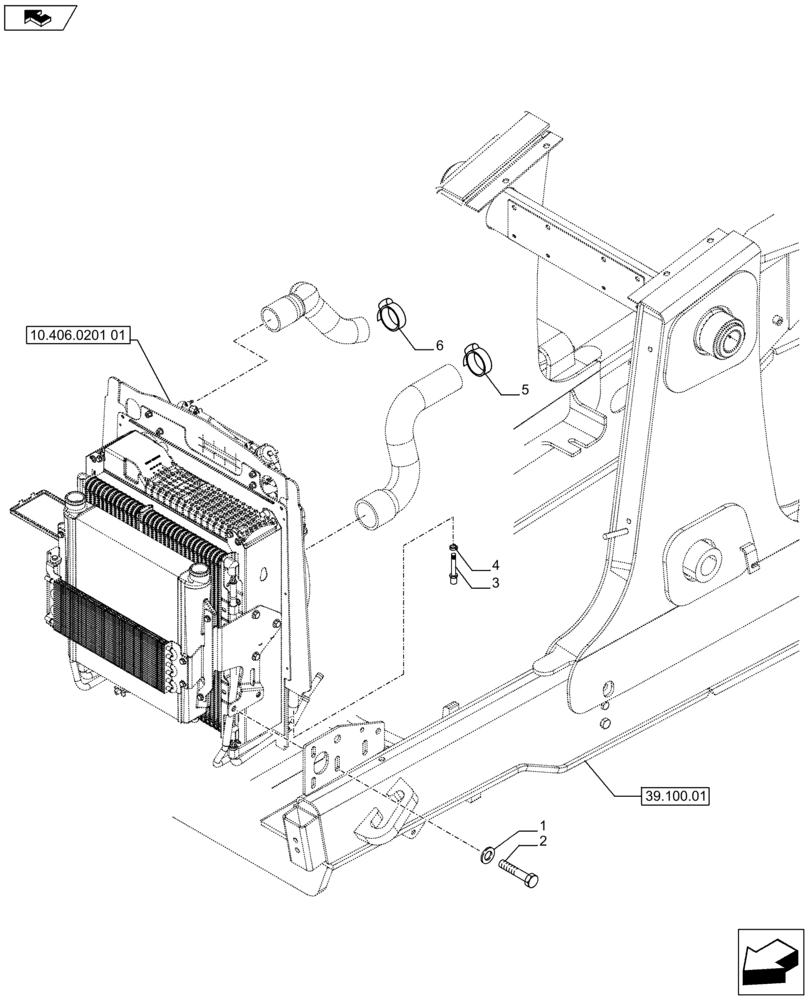 Схема запчастей Case 590SN - (10.406.0301) - VAR - 42300, 442082, 747854 - RADIATOR MOUNTING (10) - ENGINE