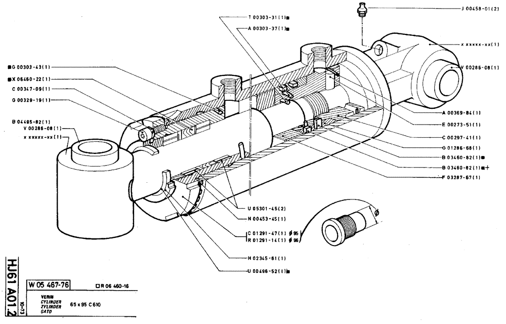 Схема запчастей Case TY45 - (HJ61 A01.2) - CYLINDER - 65 X 95 C610 (07) - HYDRAULIC SYSTEM