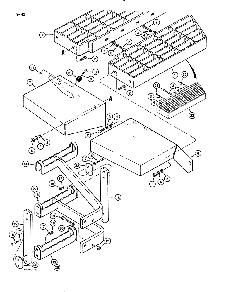 Схема запчастей Case 621 - (9-042) - REAR FENDERS AND STEPS (09) - CHASSIS/ATTACHMENTS