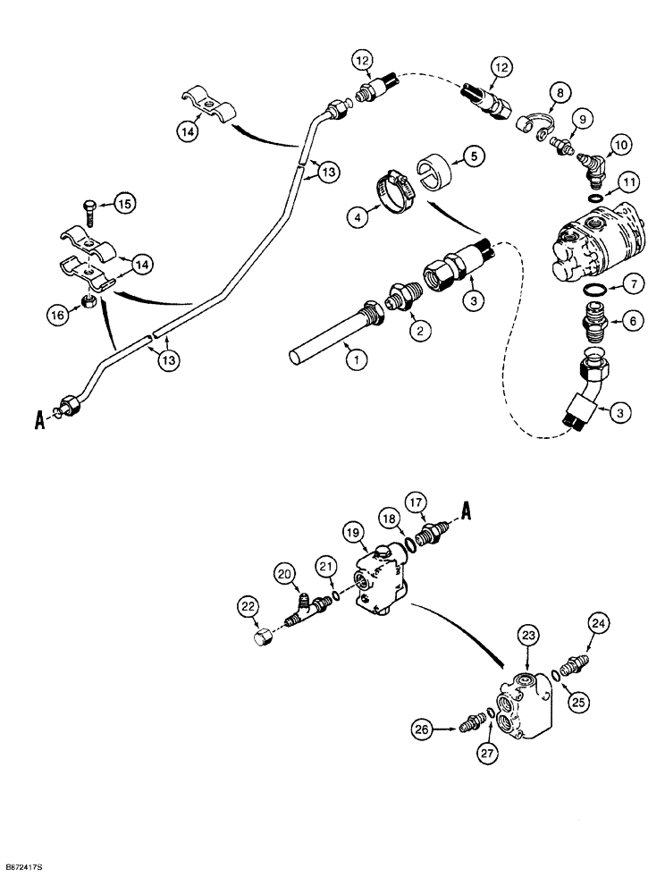 Схема запчастей Case 760 - (08-012) - BASIC HYDRAULIC CIRCUIT, SUCTION SCREEN TO PRIORITY VALVE, MODELS WITHOUT ELECTRONIC STEERING (35) - HYDRAULIC SYSTEMS