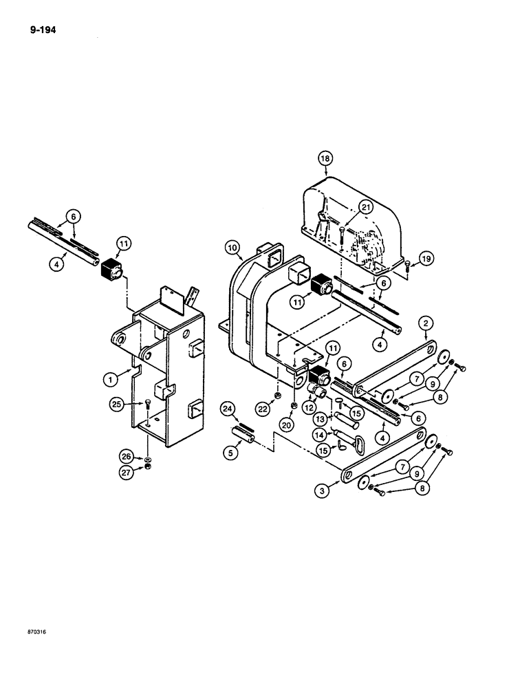 Схема запчастей Case CASE - (9-194) - PLOW BLADE MOUNTING FRAME, GEARBOX, AND LINKS (09) - CHASSIS