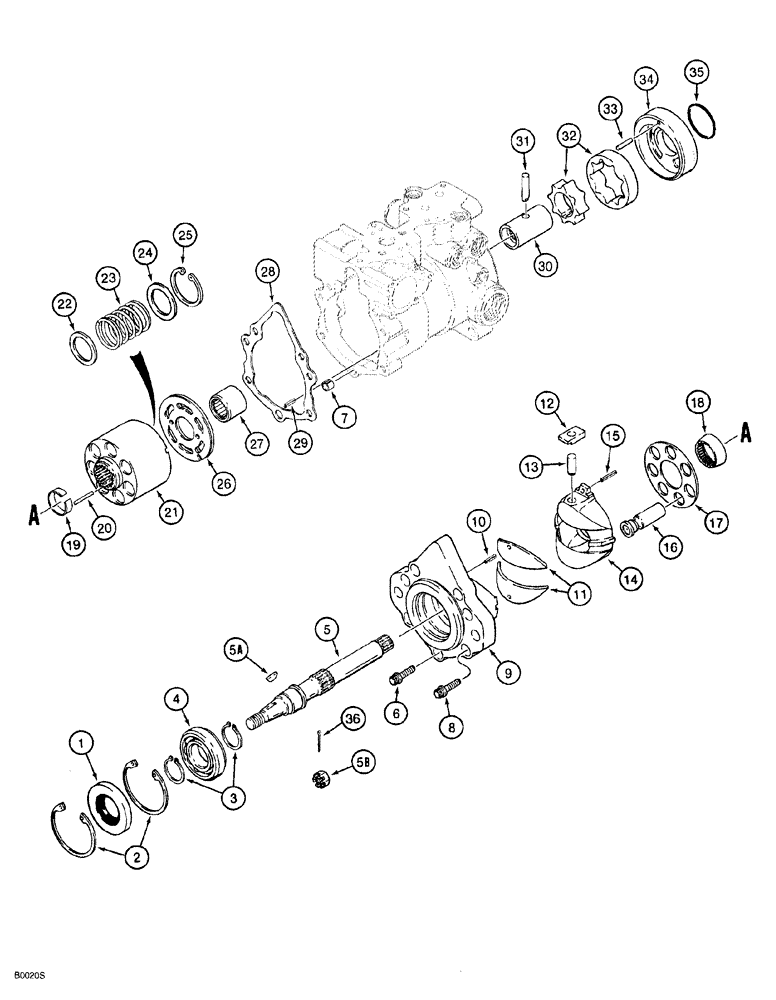Схема запчастей Case 760 - (06-018) - TANDEM PUMP ASSY FRONT DRIVE PUMP CYLINDER BLOCK & SHAFT (14) - MAIN GEARBOX & DRIVE