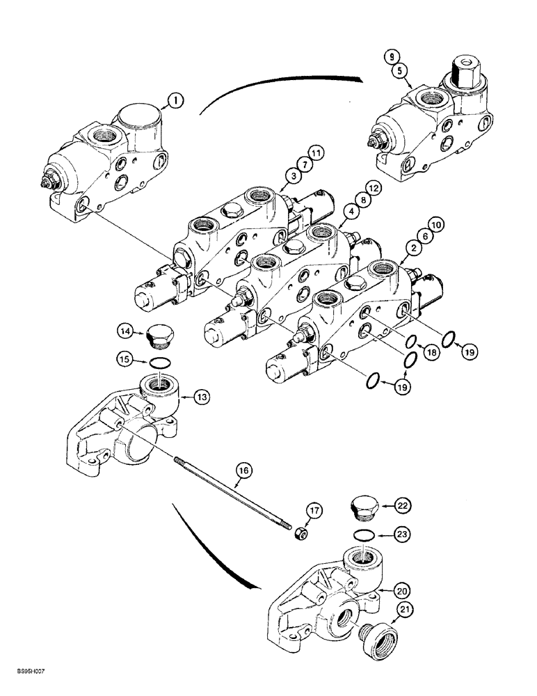 Схема запчастей Case 621B - (8-33A) - LOADER CONTROL VALVE, THREE SPOOL, XT LOADER, 114617A1, 133731A1, 138754A1 VALVE ASSEMBLIES (08) - HYDRAULICS