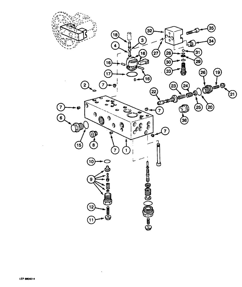 Схема запчастей Case 688 - (8-054) - HIGH PRESSURE HYDRAULIC PUMP (08) - HYDRAULICS