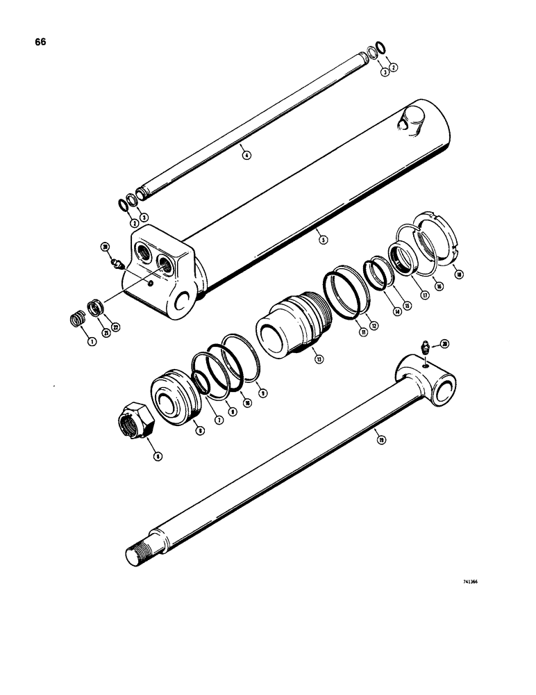 Схема запчастей Case D130 - (7-066) - H514109 BOOM, DIPPER ARM AND BUCKET CYLINER, CESSNA NO. 41093-BA (ON ROD END OF CYLINDER TUBE) 