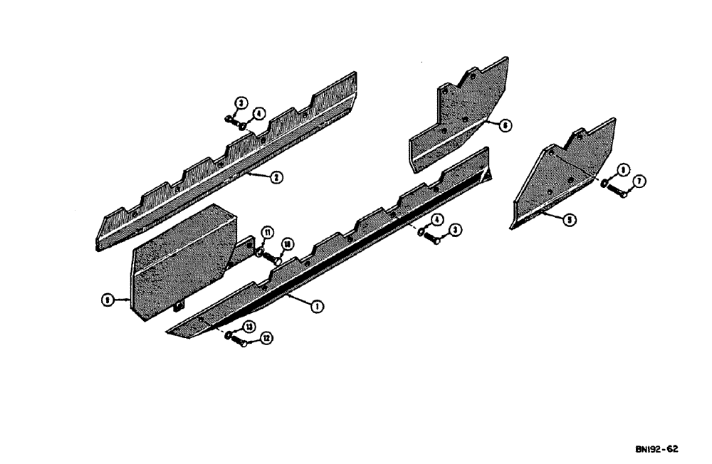 Схема запчастей Case 310E - (061) - ROCK GUARDS (5 ROLLER TRACK) (04) - UNDERCARRIAGE