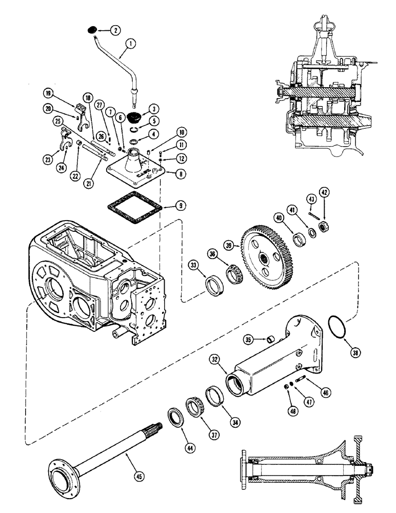 Схема запчастей Case W5 - (080) - TRANSMISSION GEAR SHIFT, FRONT AXLE (06) - POWER TRAIN