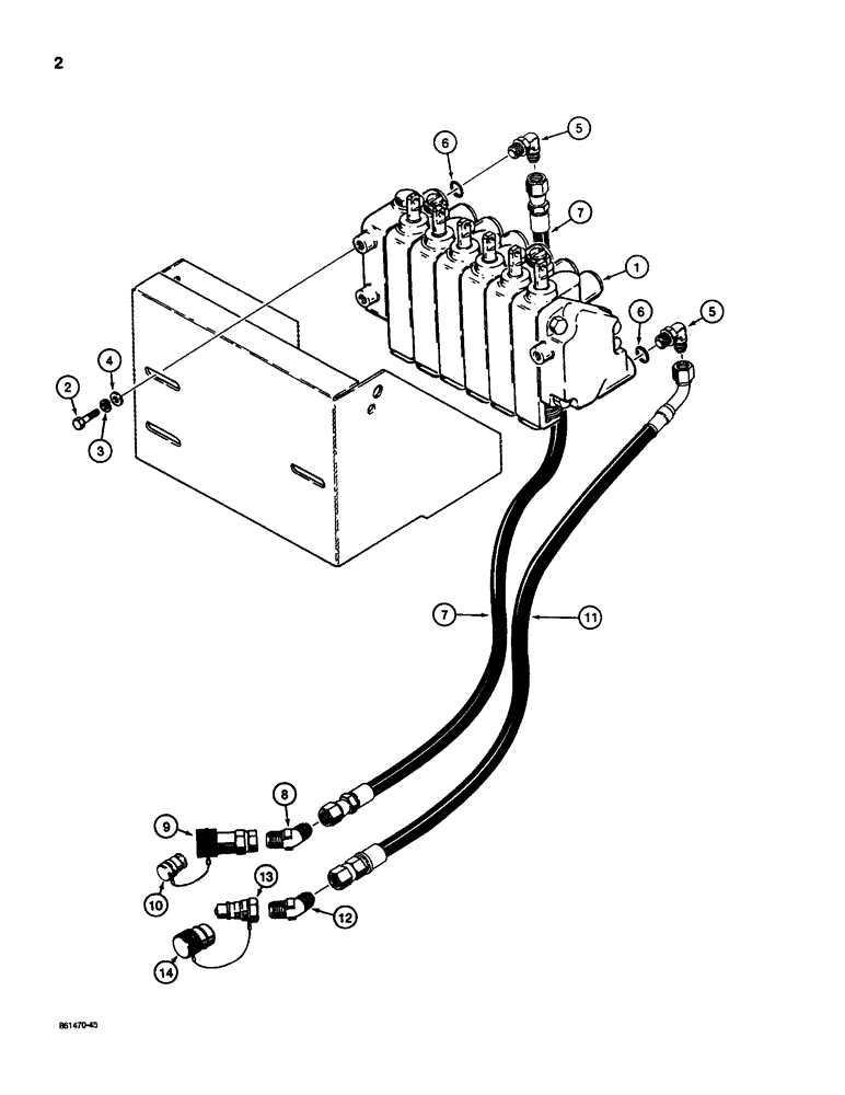 Схема запчастей Case D130 - (8-002) - BACKHOE SUPPLY AND RETURN HYDRAULIC CIRCUIT, USED ON 1835C & 1845C UNI-LOADERS W/ CESSNA VALVE 