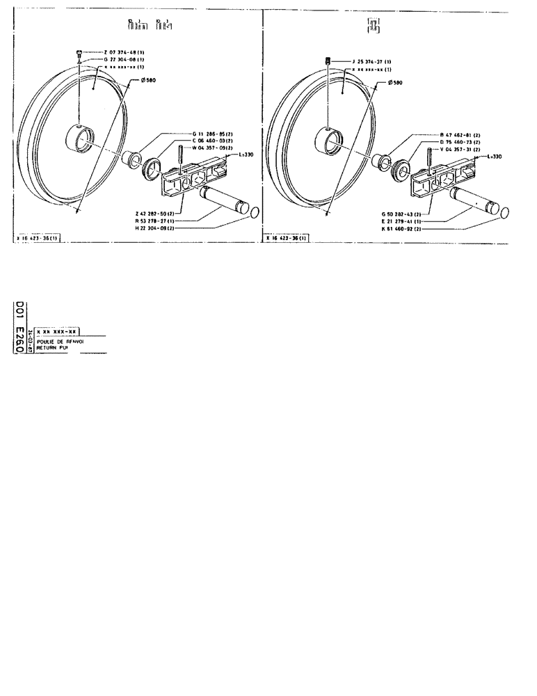Схема запчастей Case 90BCL - (161) - RETURN PULLEY (04) - UNDERCARRIAGE