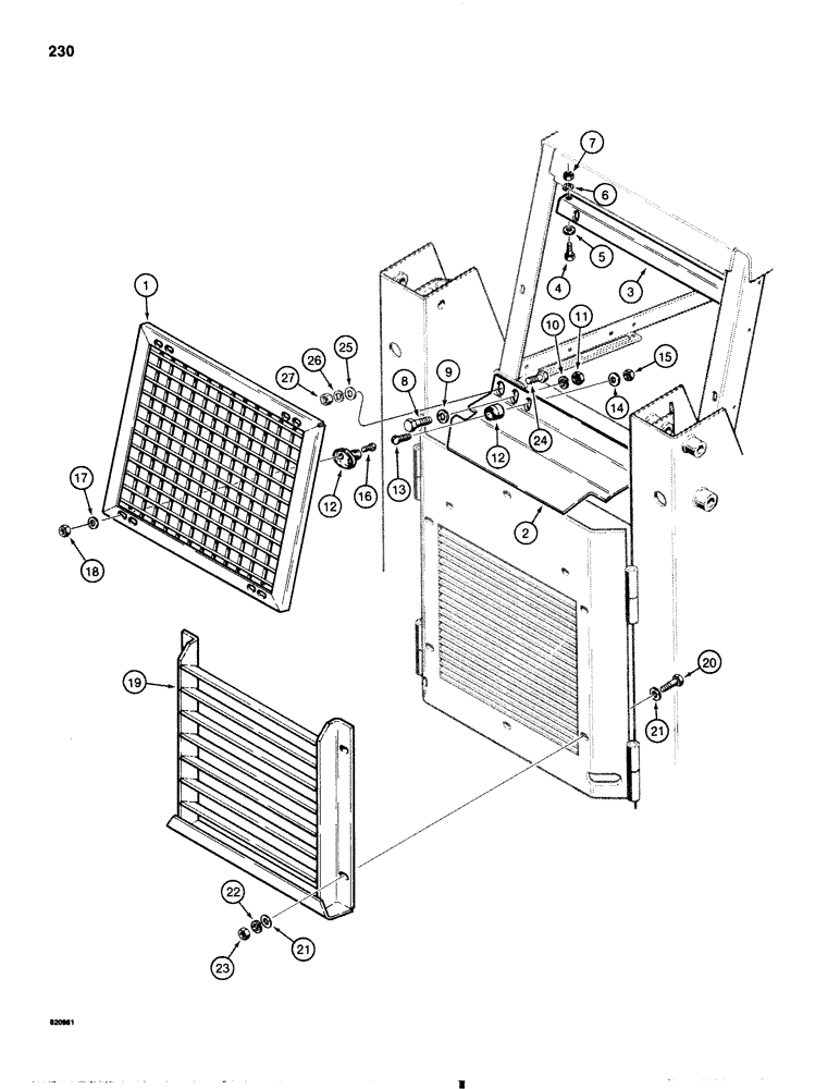 Схема запчастей Case 1845B - (230) - FORESTRY GUARDS, REAR SCREENS (09) - CHASSIS/ATTACHMENTS