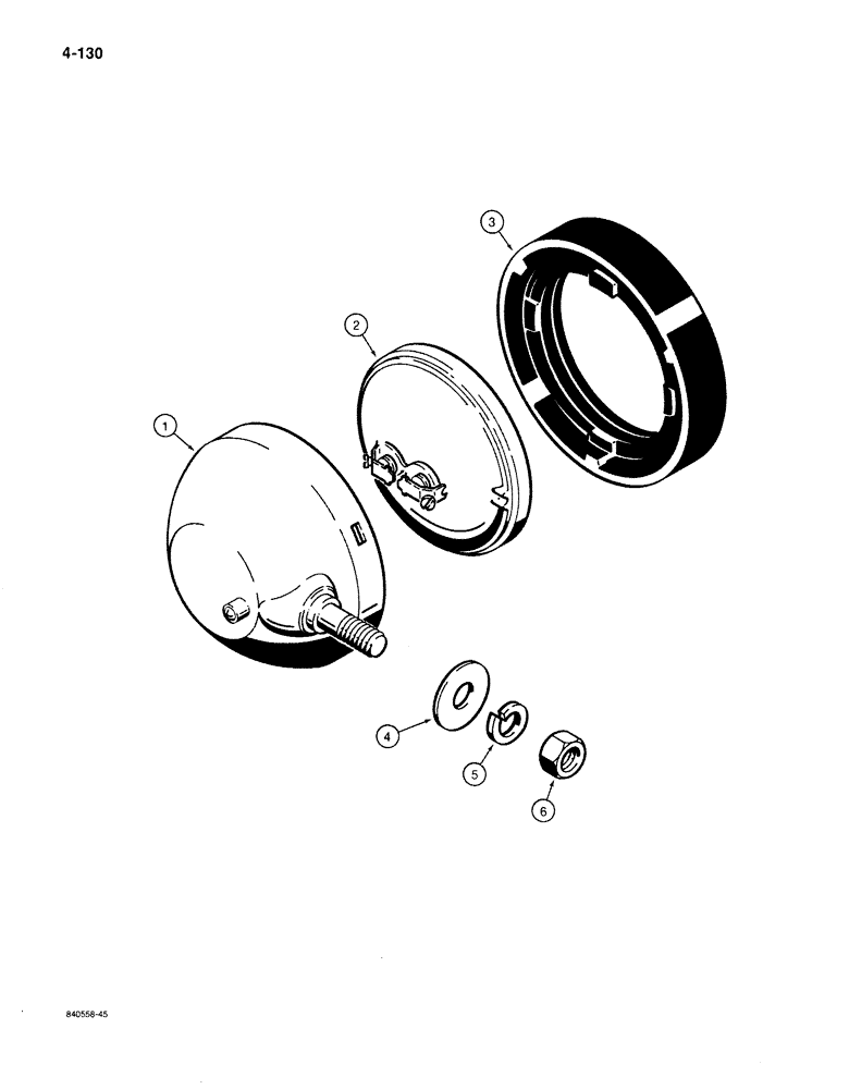 Схема запчастей Case 1187B - (4-130) - WORK LAMPS (04) - ELECTRICAL SYSTEMS