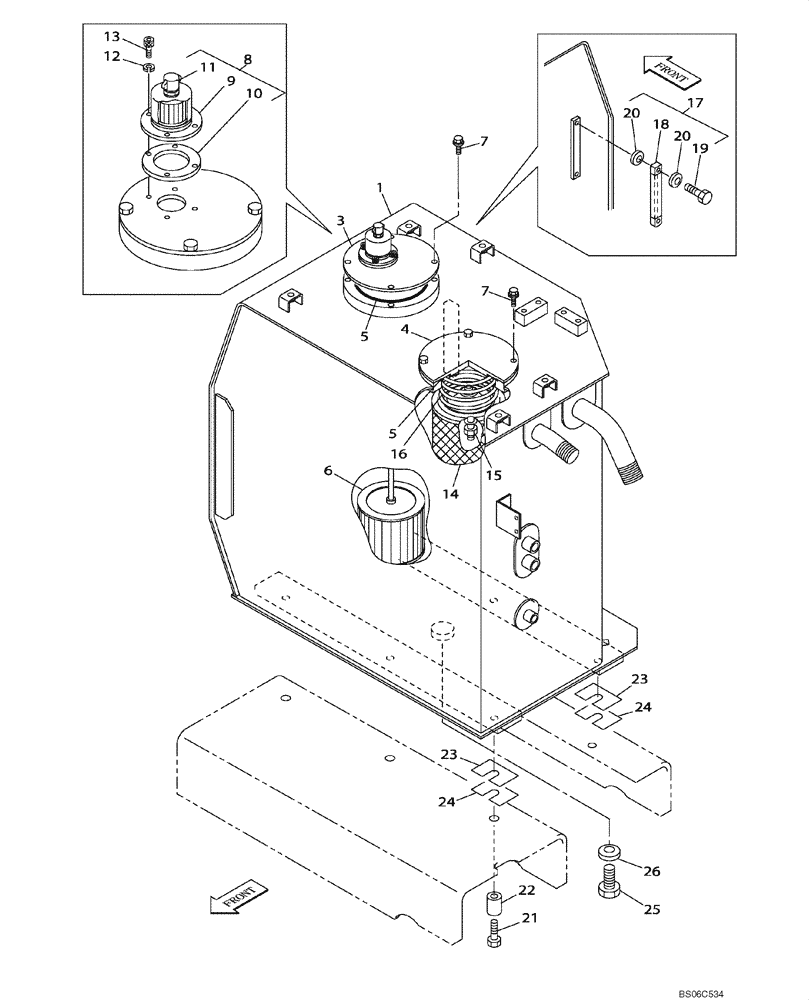 Схема запчастей Case CX330 - (08-001-00[01]) - HYDRAULIC RESERVOIR (08) - HYDRAULICS